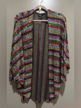 torrid Multicolor Striped Open-Front Draped Cardigan